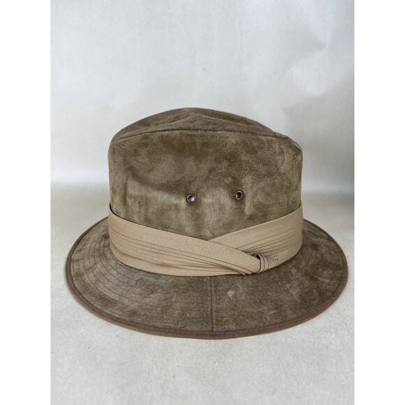 VTG 70-80s Kangol Genuine Suede Fedora Brown Hat L USA ACTWU Union WesternCowboy - Picture 2 of 12
